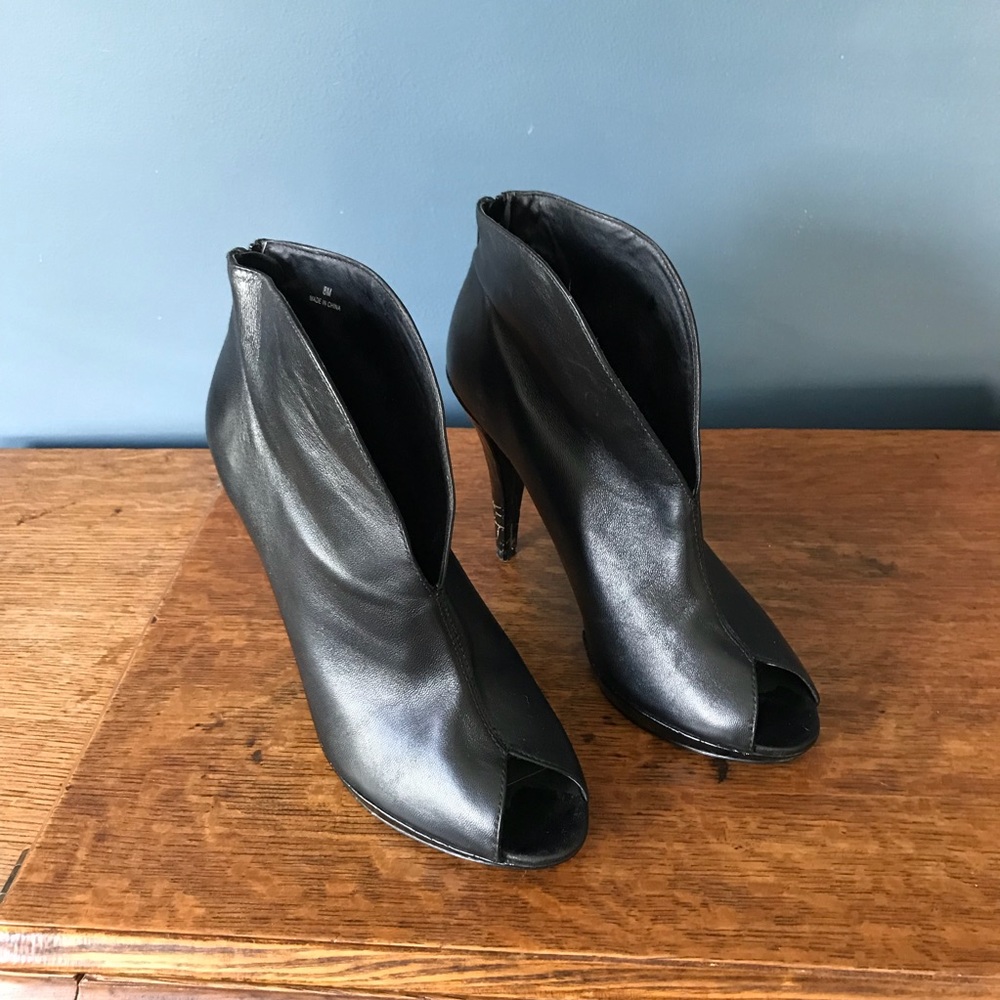 Open toed black heels